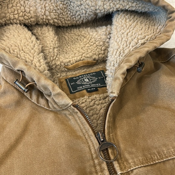 GH Bass Men’s Hooded Workwear Coat Brown Barn Chore Western Jacket XL - Picture 12 of 16